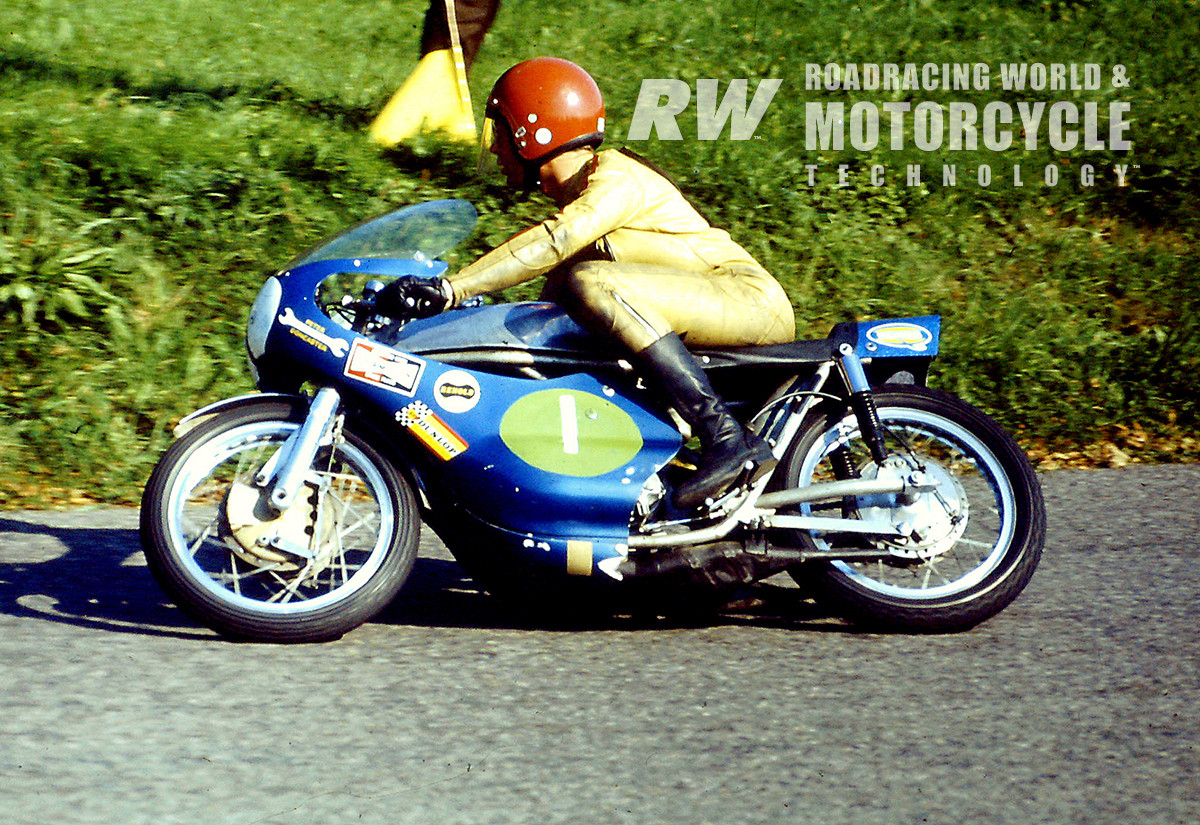 John Cooper on his 250 Yamsel at Oliver's Mount in 1972. Note the Fontana front brake and Yamaha rear brake. Photo Courtesy Keith Nunns.