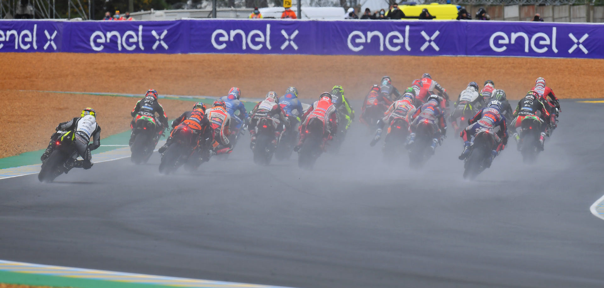 The start of the wet MotoGP race at Le Mans. Photo courtesy Michelin.