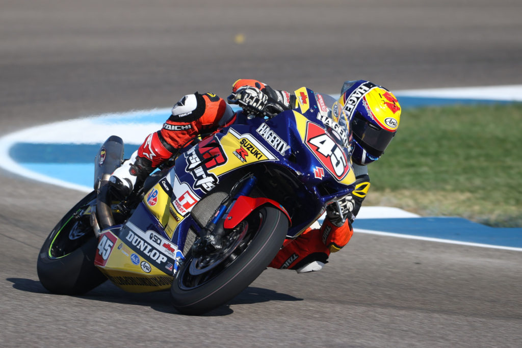 Cam Petersen (45) clinched his first MotoAmerica Stock 1000 Championship at Indianapolis. Photo by Brian J. Nelson, courtesy SMAI.