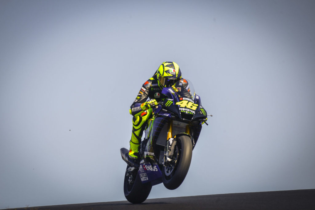 Valentino Rossi (46) on a Yamaha YZF-R1 Superbike at Portimao. Photo courtesy Dorna.