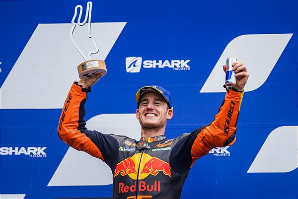 Pol Espargaro on the podium at Le Mans. Photo courtesy KTM Factory Racing.