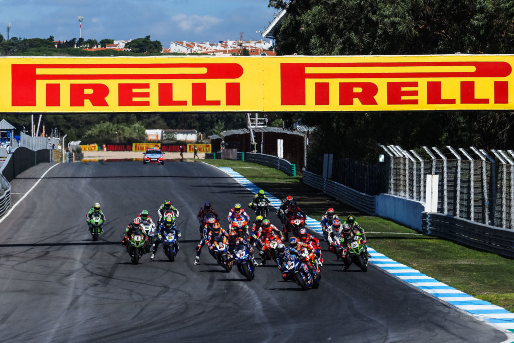 The start of World Superbike Race One. Photo courtesy Dorna.