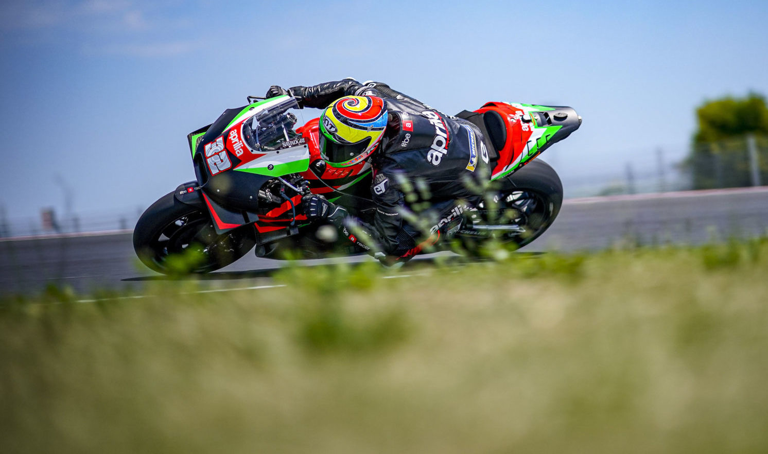 Lorenzo Savadori (32) on an Aprilia RS-GP. Photo courtesy Aprilia.