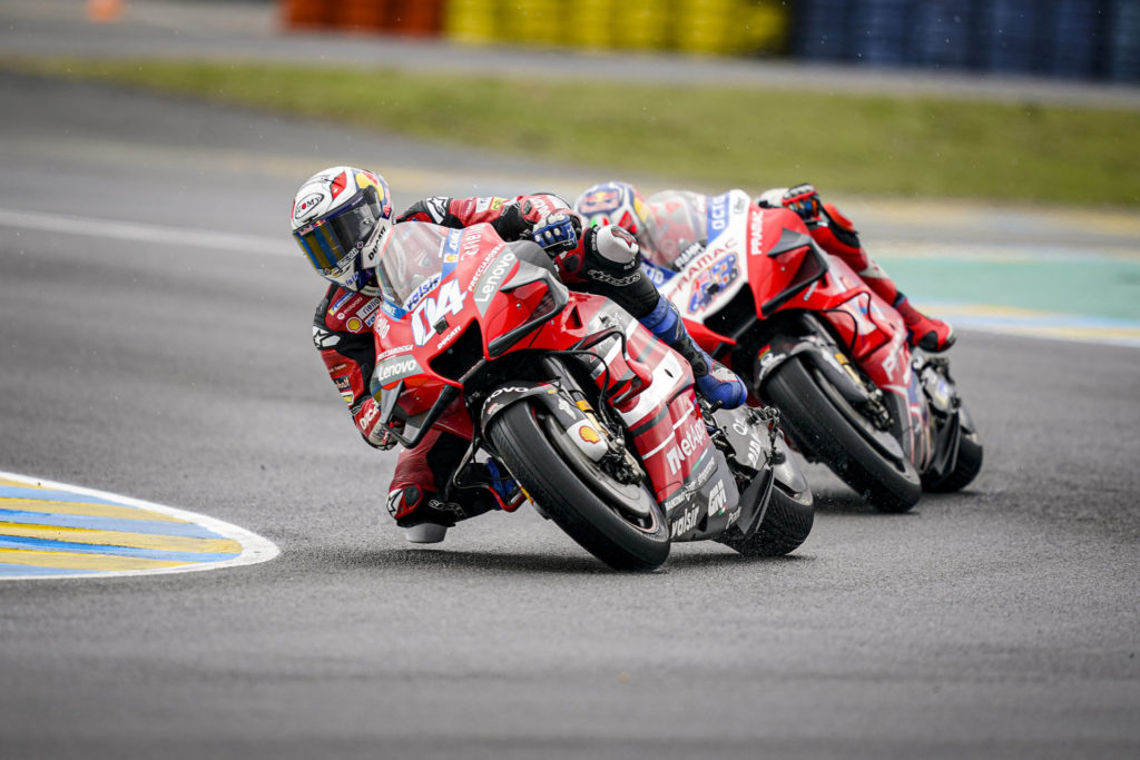 Andrea Dovizioso (04) leading Jack Miller (43). Photo courtesy Ducati.