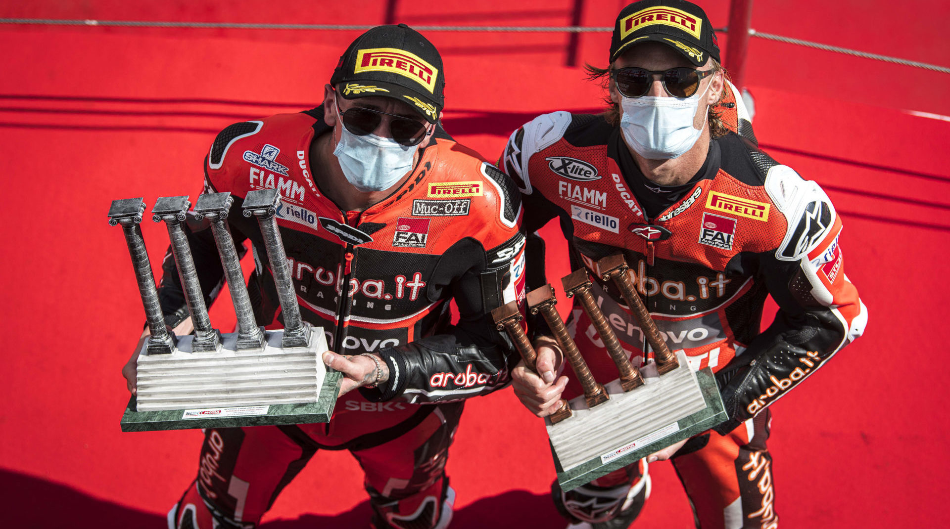 Aruba.it Racing Ducati riders Scott Redding (left) and Chaz Davies (right). Photo courtesy Aruba.it Racing Ducati.