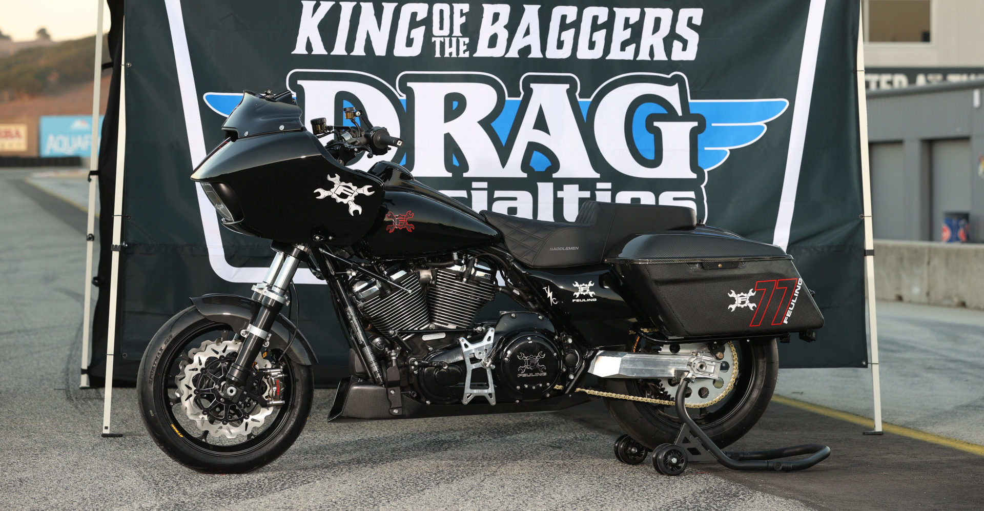 Ben Bostrom’s Feuling Parts Harley-Davidson Road Glide King of the Baggers racebike. Photo by Brian J. Nelson.