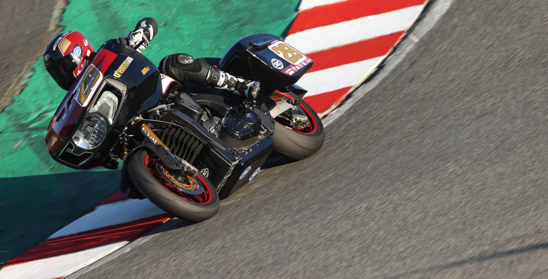 Tyler O’Hara (29) on his S&S Indian Challenger at Laguna Seca. Photo by Brian J. Nelson.