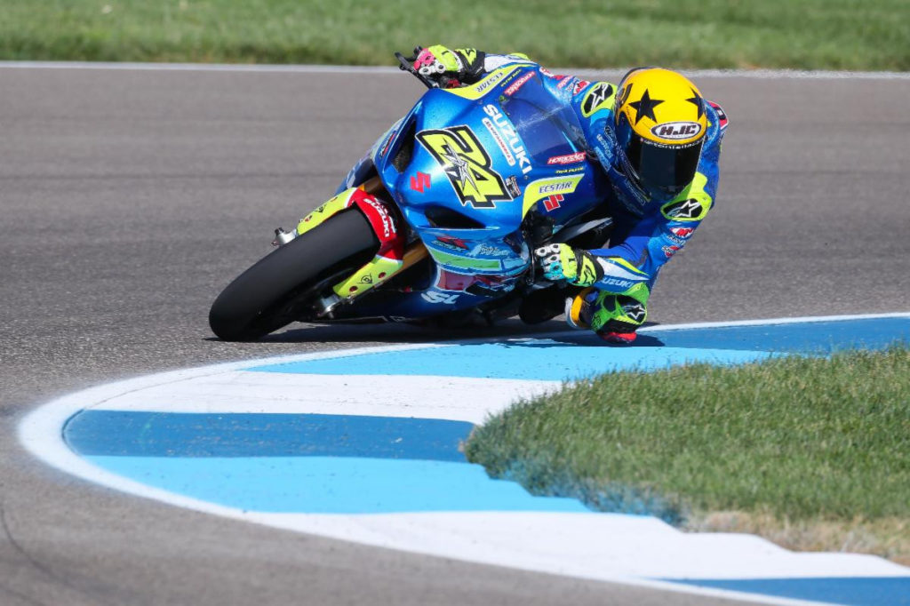 Toni Elias (24) was impressive taking pole position and securing a pair of top-five finishes at Indy. Photo by Brian J Nelson.