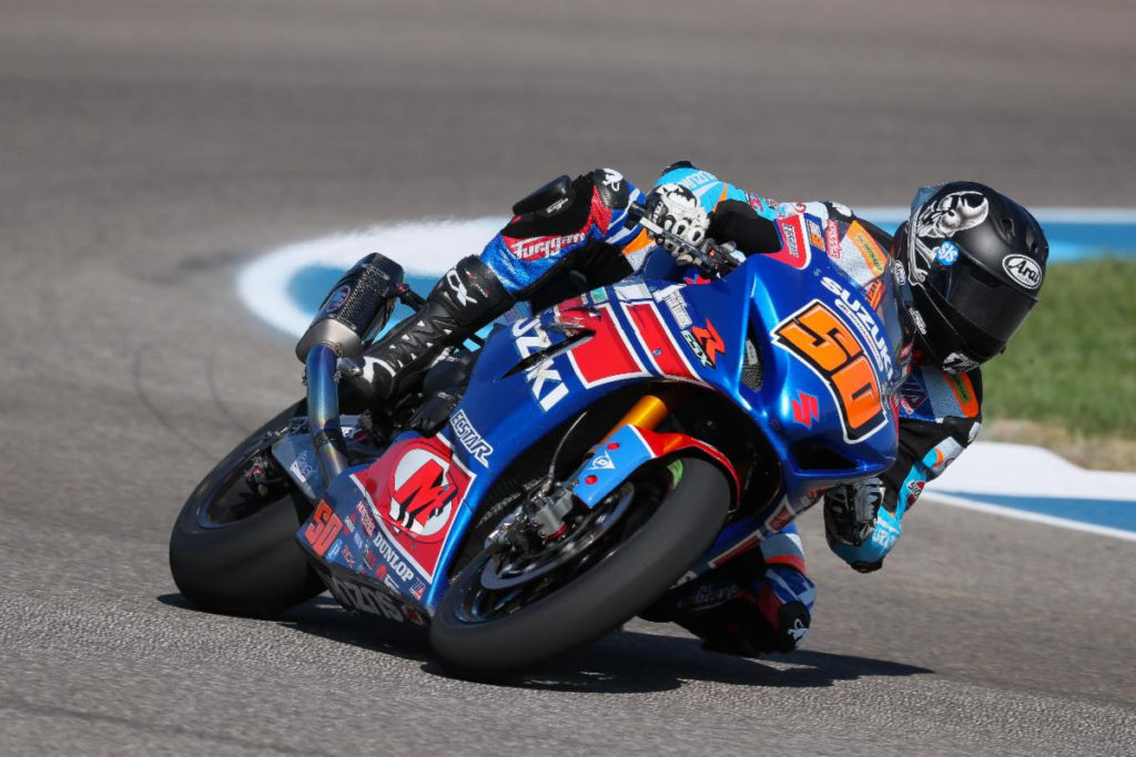 Bobby Fong (50) earned two strong Superbike victories on his GSX-R1000. Photo by Brian J Nelson.
