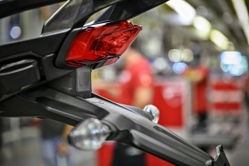 The rear radar unit located just below the taillight on a Ducati Multistrada V4. Photo courtesy Ducati.