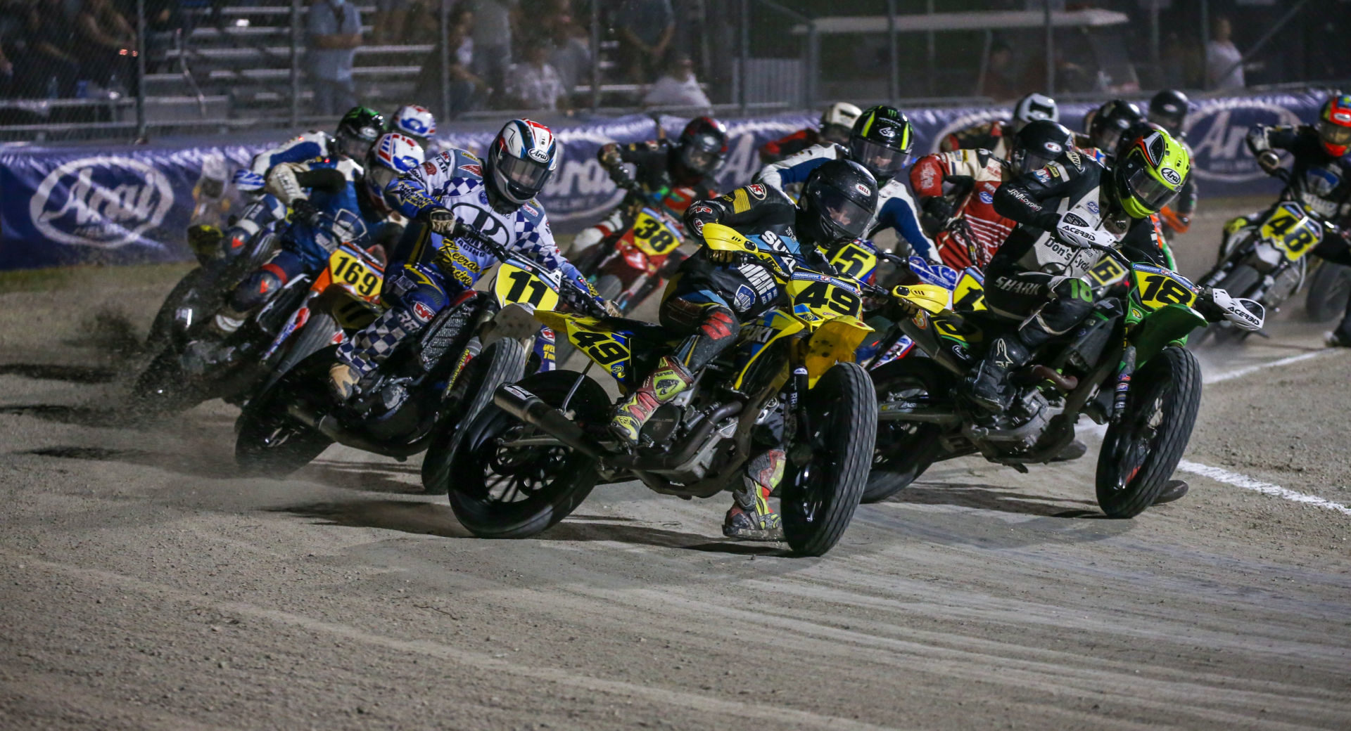 Chad Cose (49) leads the start of the AFT Singles Main Event at Daytona Short Track I. Photo by Scott Hunter, courtesy AFT.