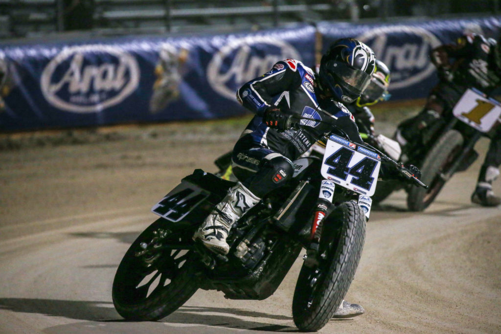 Brandon Robinson (44) won the AFT SuperTwins race for a second night in a row. Photo by Scott Hunter, courtesy AFT.