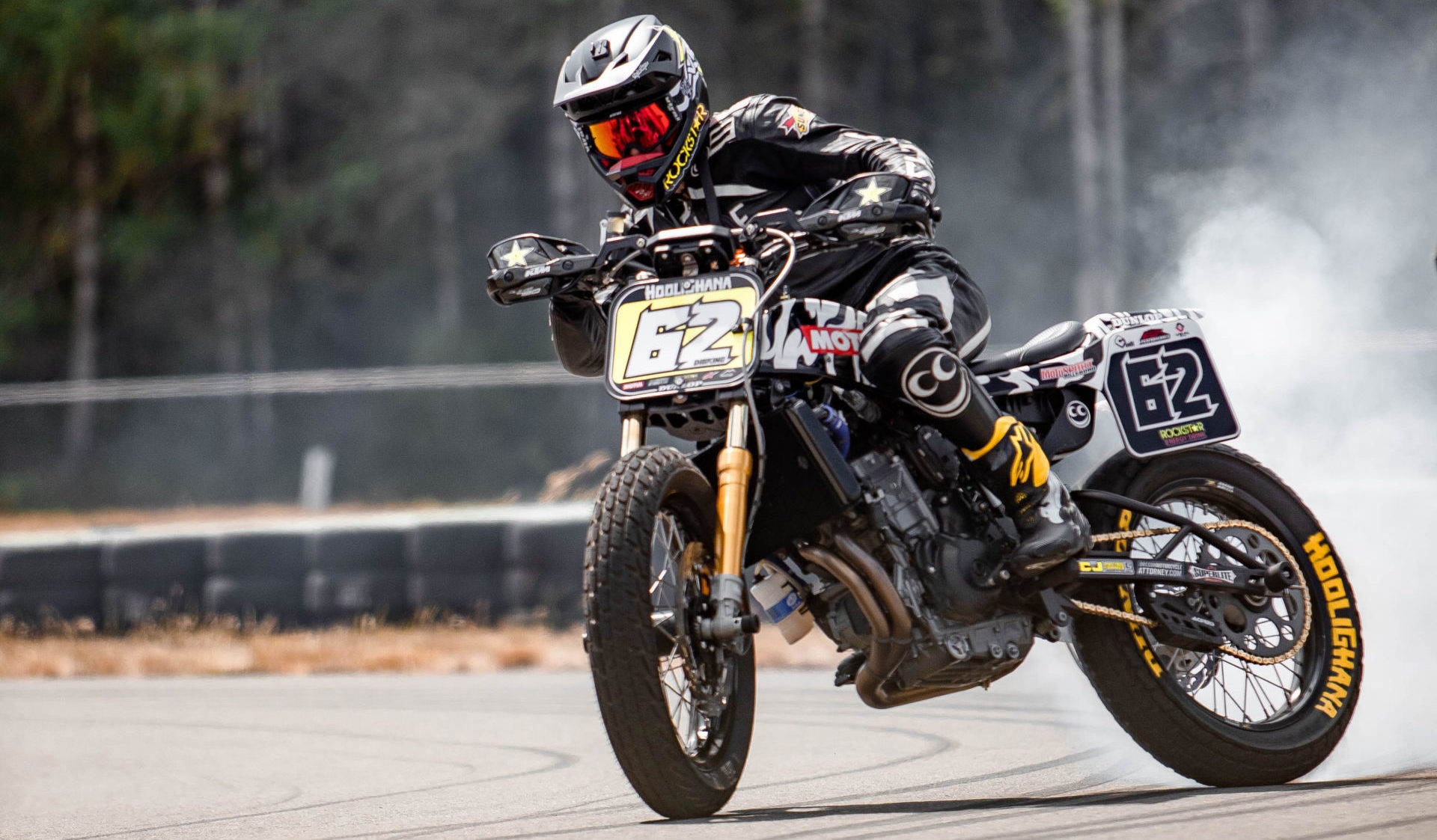 Pro road racer and dirt tracker Andy DiBrino drifts a KTM 790 Duke at Ridge Motorsports Park. Photo courtesy Andy DiBrino.