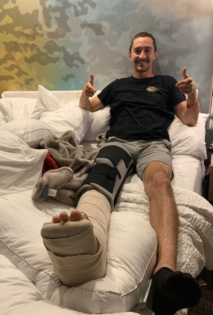 Mathew Scholtz post-surgery. Photo courtesy Mathew Scholtz and Westby Racing.