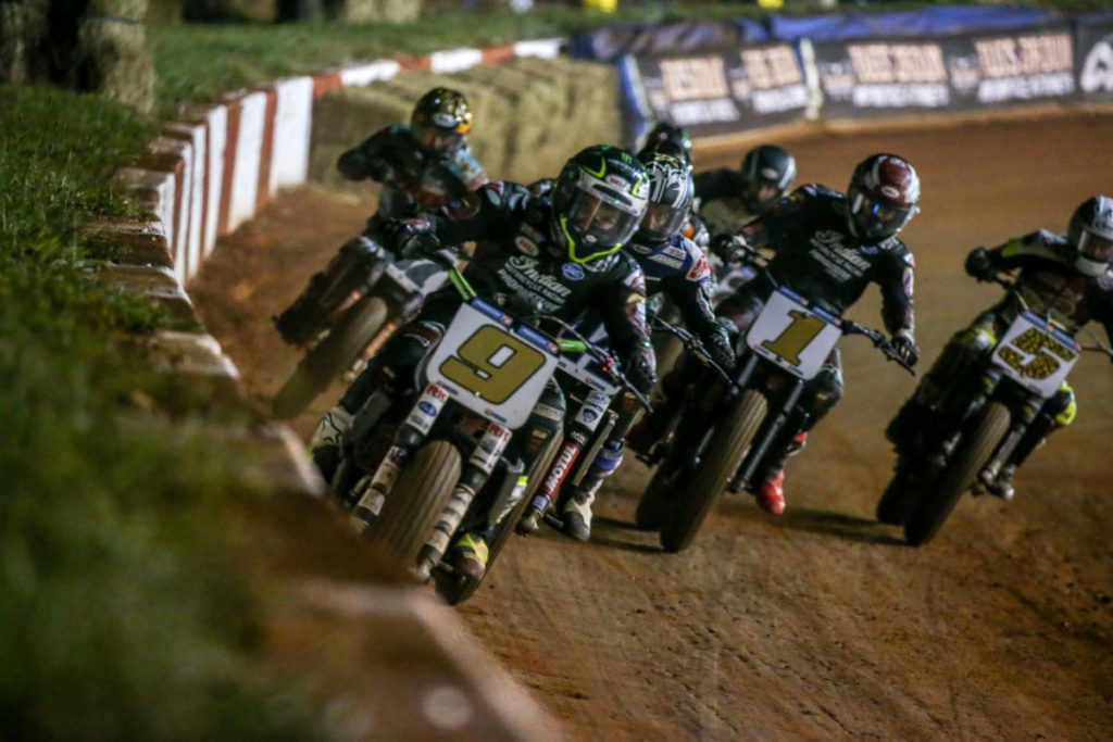 Jared Mees (9) leads the field at the Atlanta Short Track at Dixie Speedway. Photo courtesy AFT.