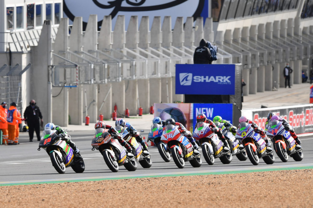 The start of MotoE World Cup Race Two at Le Mans. Photo courtesy Dorna.