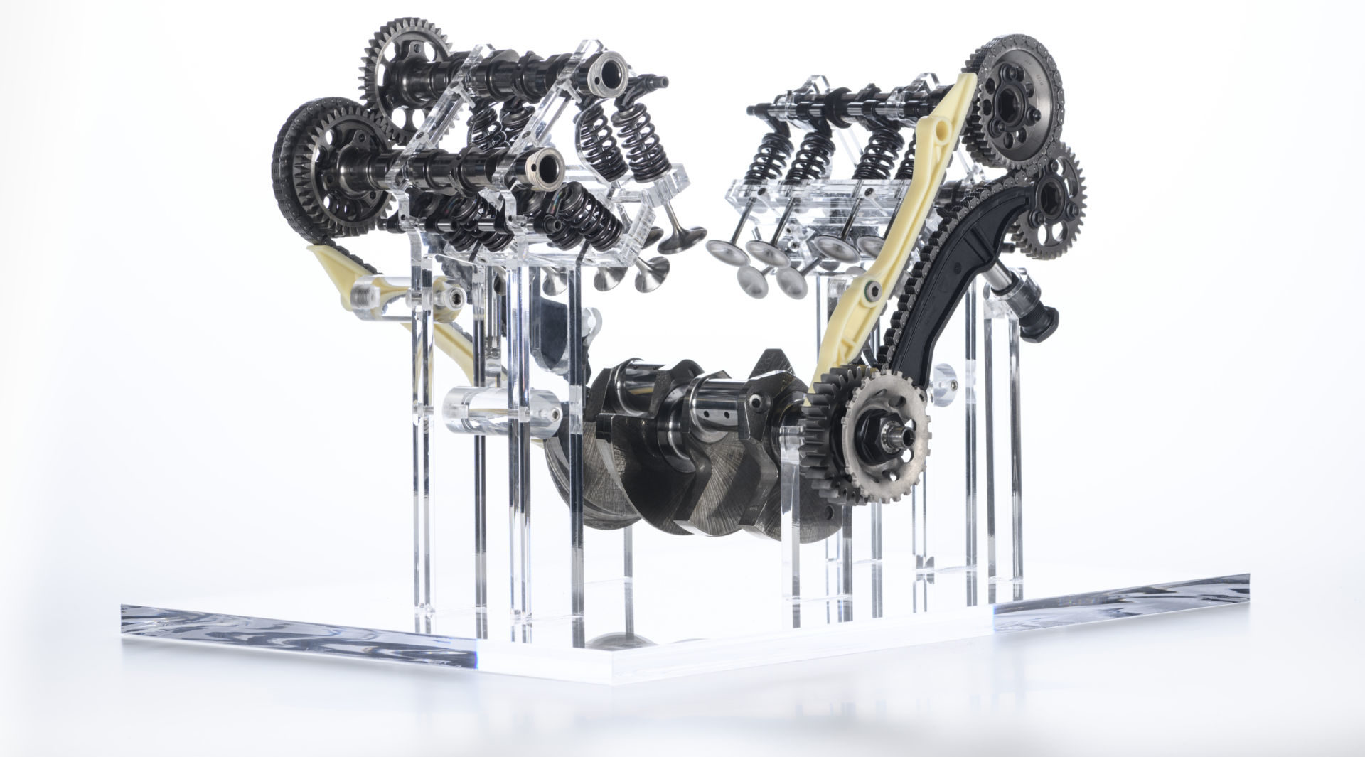 The internal components of Ducati's new V4 Granturismo engine. Photo courtesy Ducati.