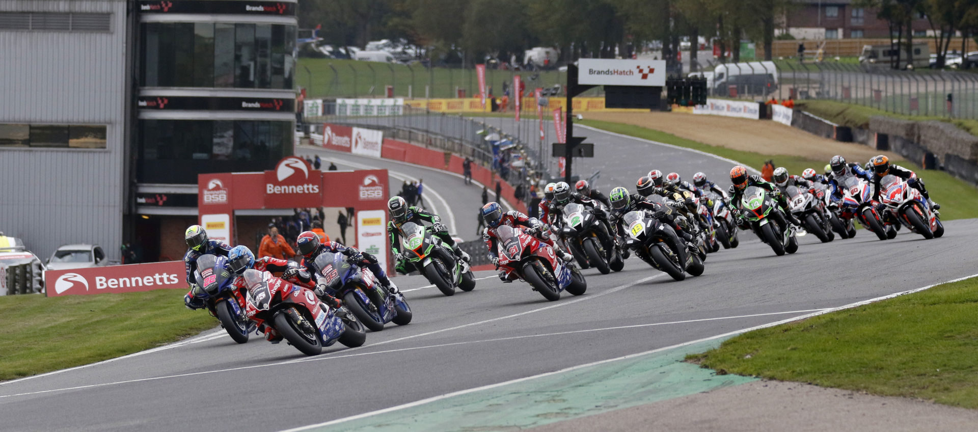 The start of a British Superbike race Sunday at Brands Hatch. Photo courtesy MSVR.