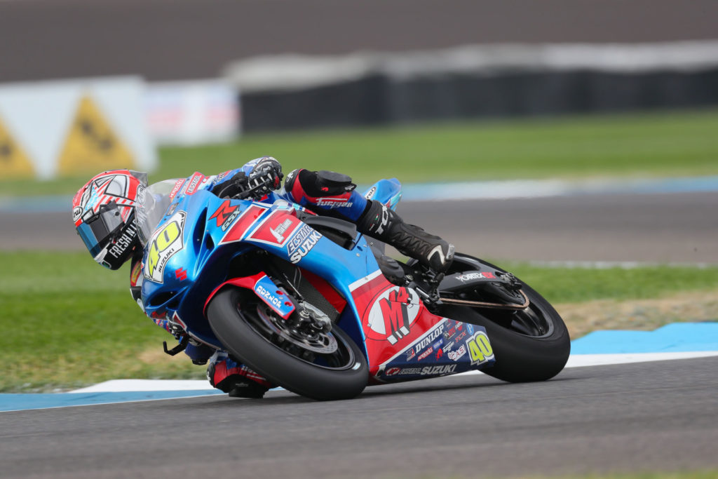 Sean Dylan Kelley (40) took pole position and had solid results on his GSX-R600. Photo by Brian J. Nelson, courtesy SMAI.