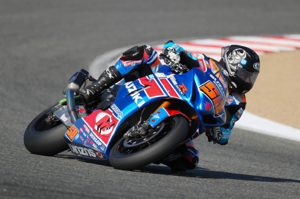 Bobby Fong (50) finished in 3rd place in the MotoAmerica Superbike Championship. Photo by Brian J. Nelson, courtesy Suzuki Motor of America, Inc.