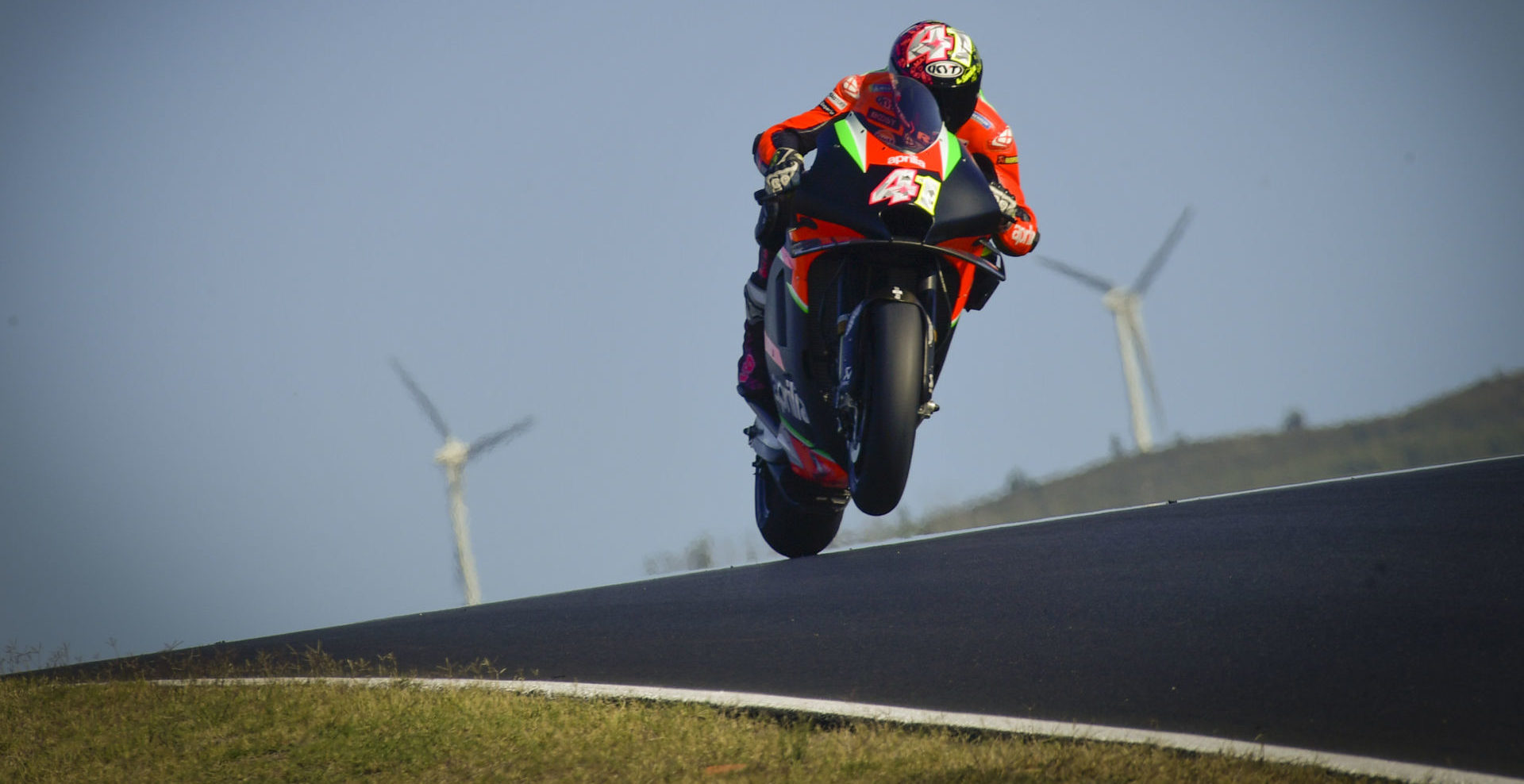 Aleix Espargaro (41) in action at Algarve International Circuit in Portimao, Portugal. Photo courtesy Dorna.