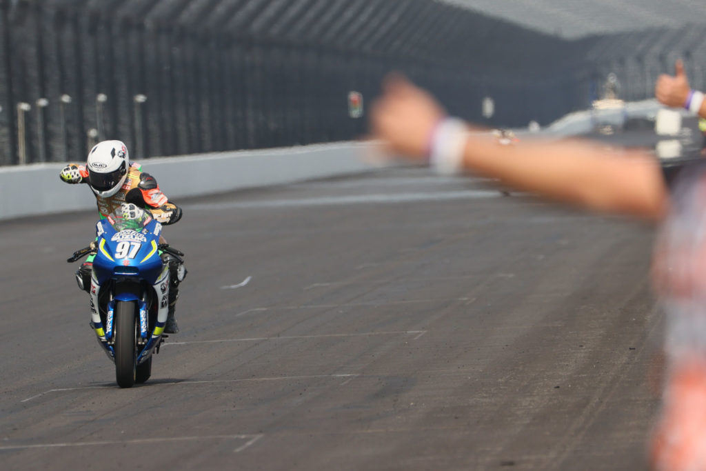 Rocco Landers (97) secured the 2020 MotoAmerica Twins Cup Championship on his SV650. Photo by Brian J. Nelson, courtesy SMAI.