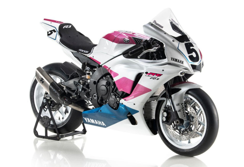 The Fabrizio Pirovano replica Yamaha YZF-R1 that will be ridden at Estoril and then auctioned. Photo courtesy Yamaha.