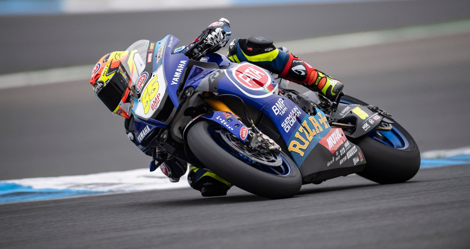 Andrea Locatelli (55) testing his new Pata Yamaha YZF-R1 Superbike Monday at Estoril. Photo courtesy Yamaha.