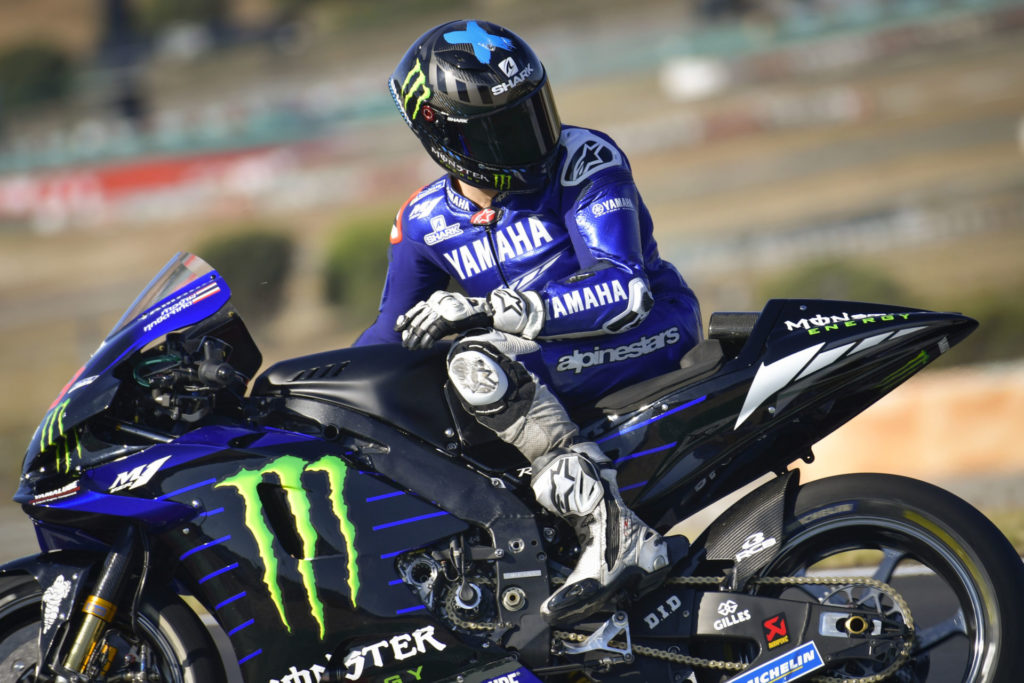 Jorge Lorenzo on a Yamaha YZR-M1. Photo courtesy Dorna.