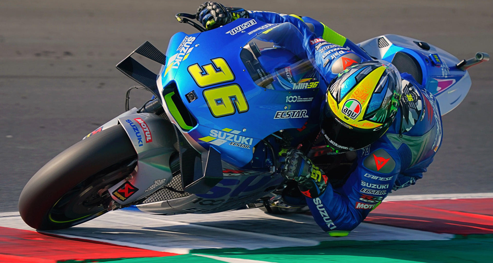 Joan Mir (36) leads the 2020 MotoGP World Championship in spite of not having won a race this season. Photo courtesy Team Suzuki Press Office.