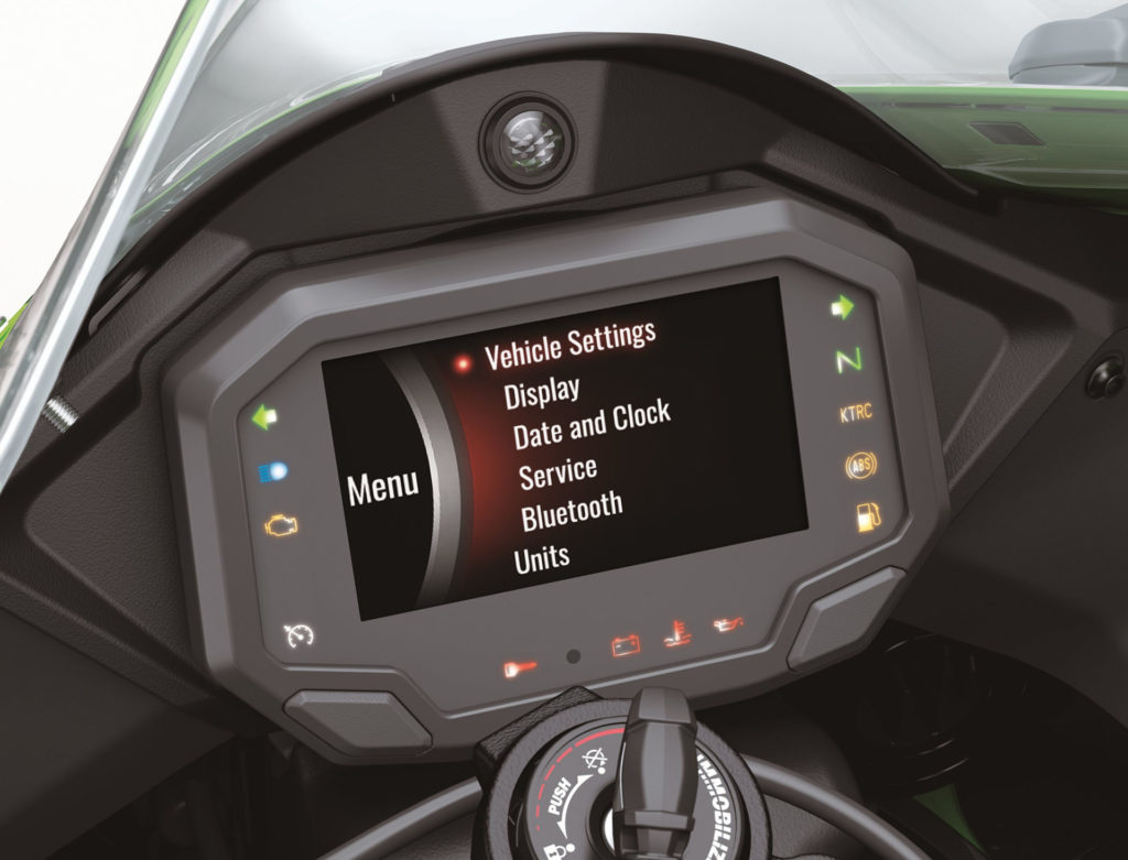 The 2021 Kawasaki ZX-10R comes with a 4.3-inch TFT full-color display and a host of electronic rider aids. Photo courtesy Kawasaki Motors Corp., U.S.A.