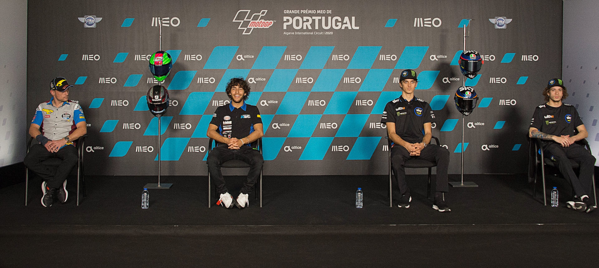 2020 Moto2 World Championship contenders (from left): Sam Lowes, Enea Bastianini, Luca Marini, and Marco Bezzecchi. Photo courtesy Dorna.