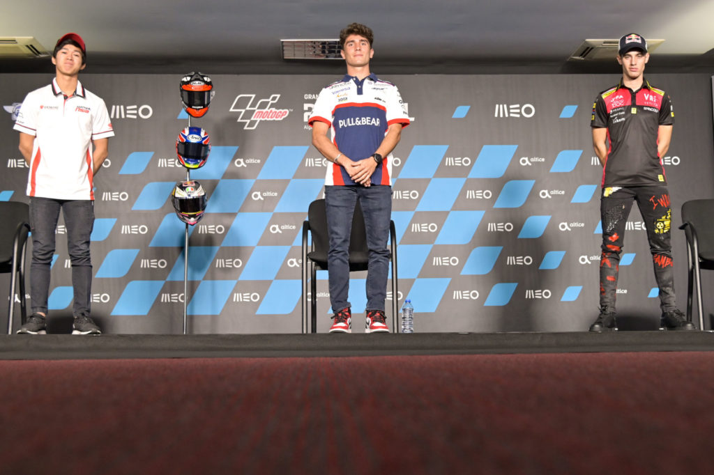 2020 Moto3 World Championship contenders (from left): Ai Ogura, Albert Arenas, and Tony Arbolino. Photo courtesy Dorna.