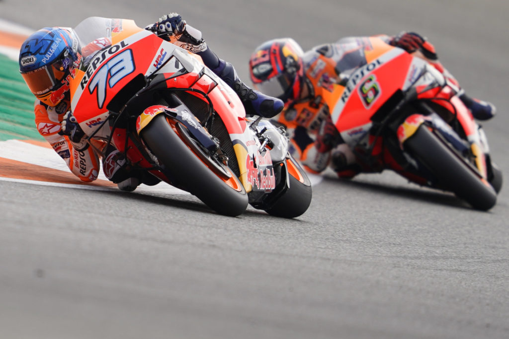 Alex Marquez (73) and Stefan Bradl (6). Photo courtesy Repsol Honda.