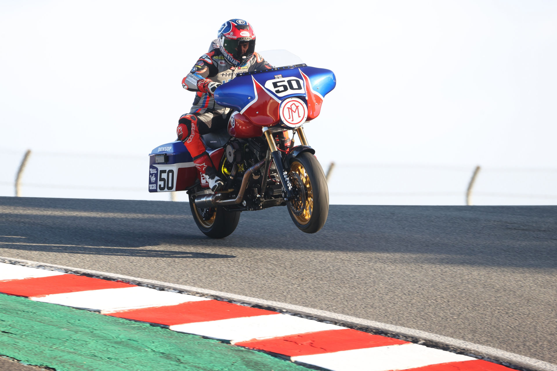 Josh Herrin (50) on his Performance Machine Harley-Davidson Street Glide King of the Baggers racebike at Laguna Seca. Photo by Brian J. Nelson.