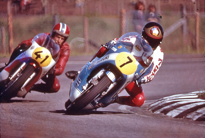 Barry Sheene (7). Photo courtesy Team Suzuki Press Office.