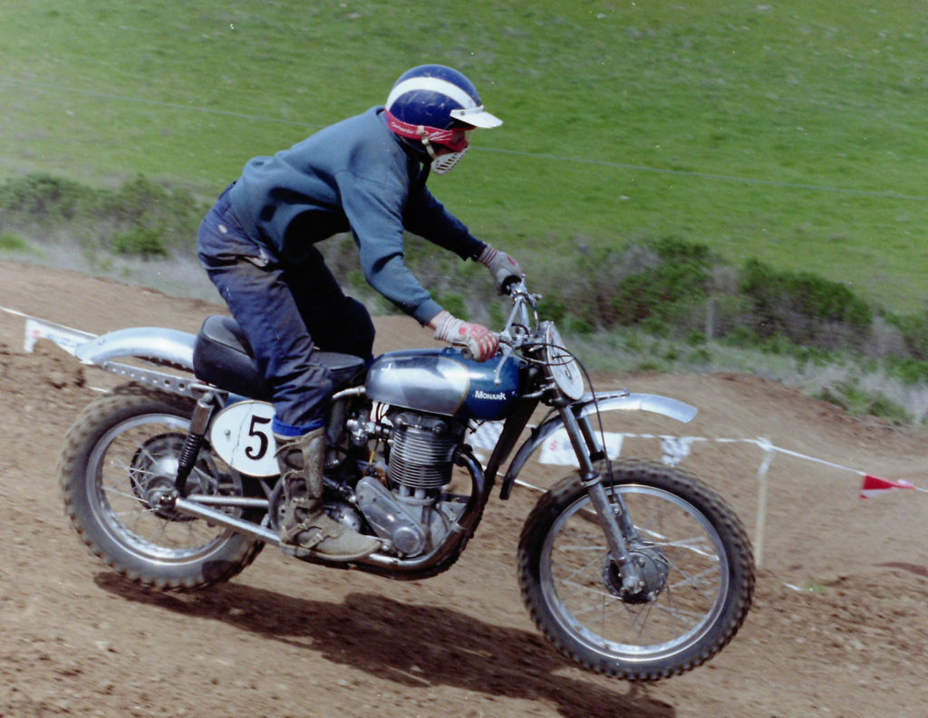 Dick Mann (5) riding motocross. Photo courtesy AHRMA.