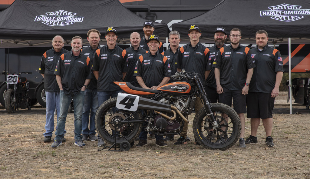 The Vance & Hines Harley-Davidson American Flat Track team. Photo courtesy Harley-Davidson.