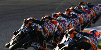 Red Bull MotoGP Rookies in action during Race One at Valencia #1. Photo courtesy Red Bull.