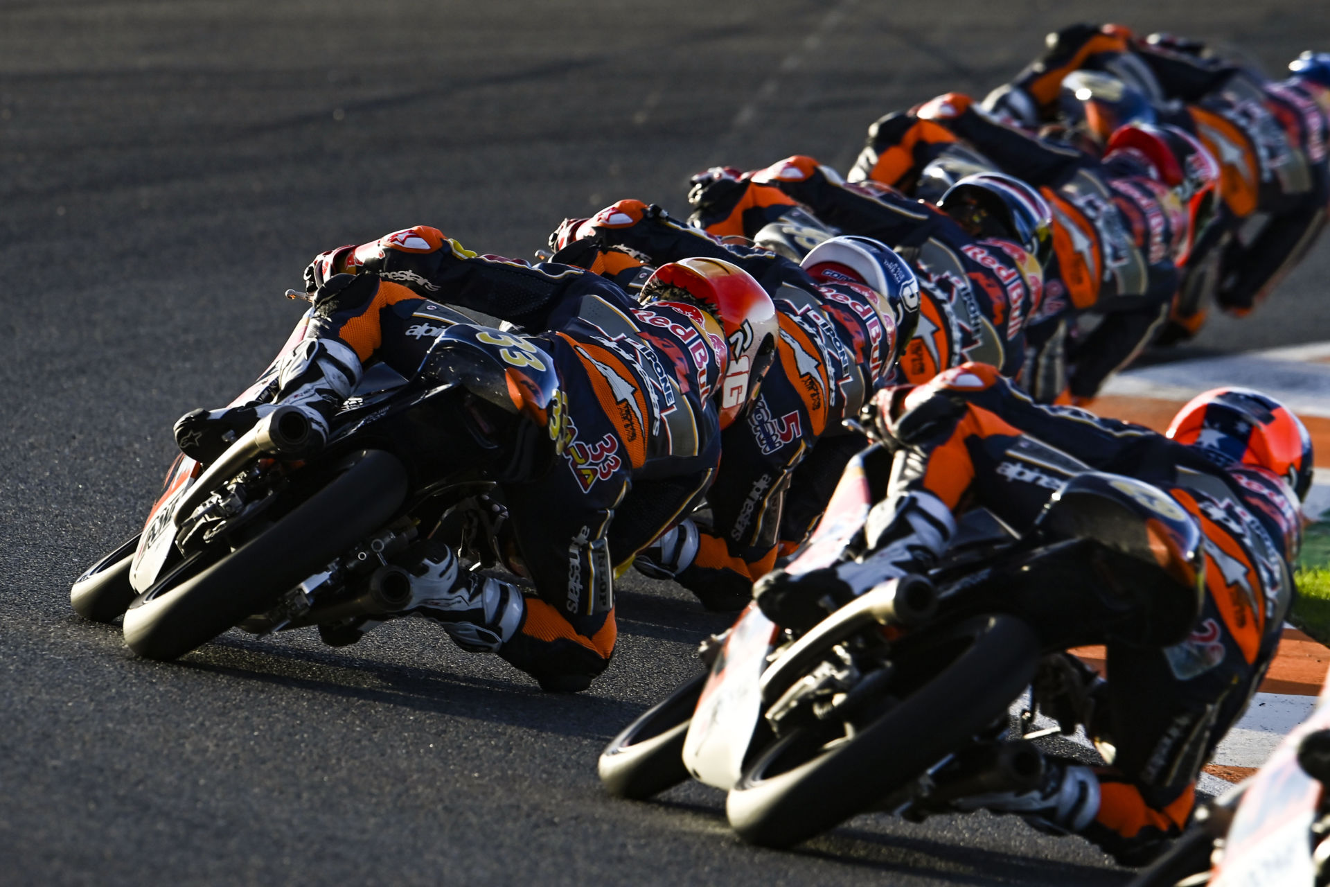 Red Bull MotoGP Rookies in action during Race One at Valencia #1. Photo courtesy Red Bull.