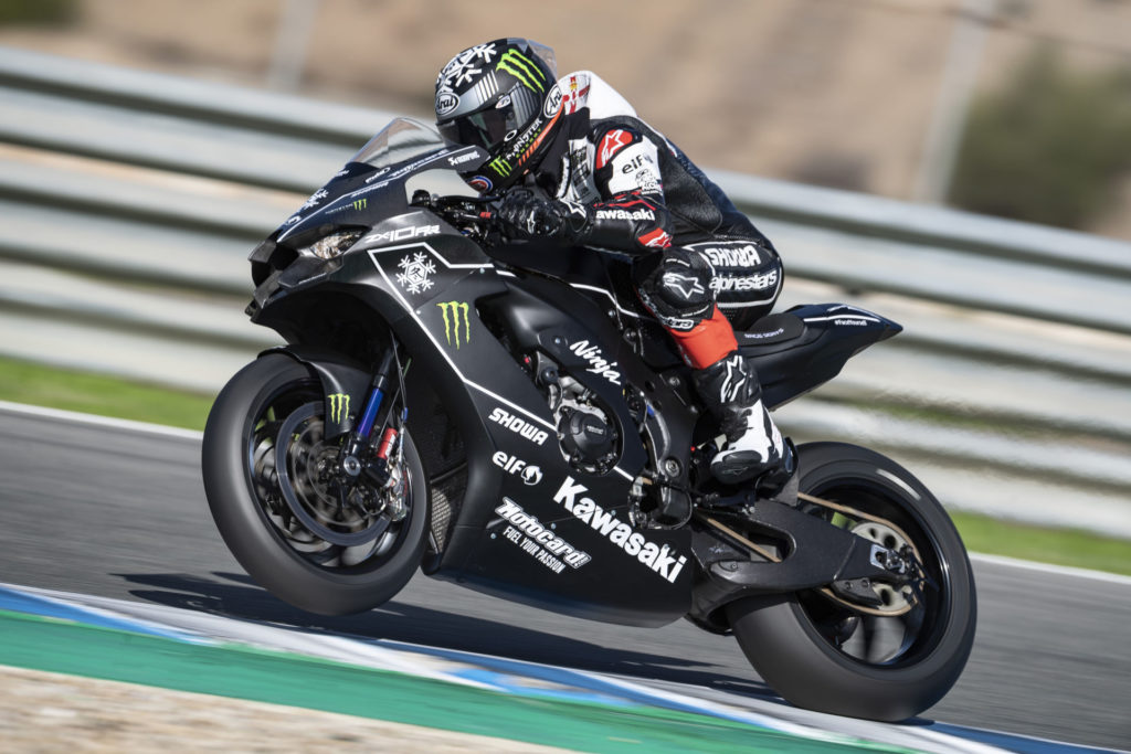 Jonathan Rea on his new Kawasaki Ninja ZX-10RR. Photo courtesy Kawasaki.