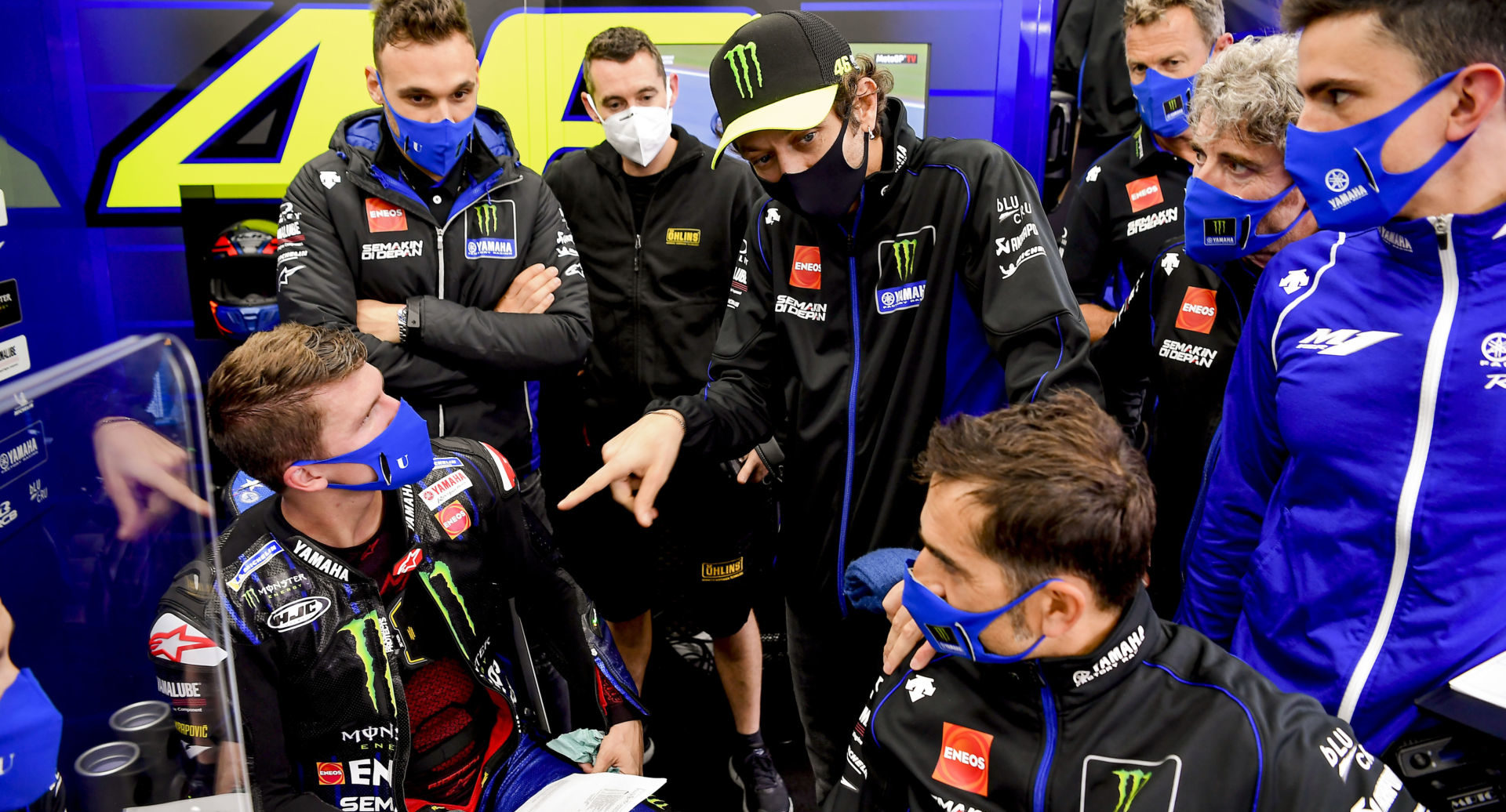 After passing a second COVID-19 test, Valentino Rossi (in Monster Energy hat) will take over for 