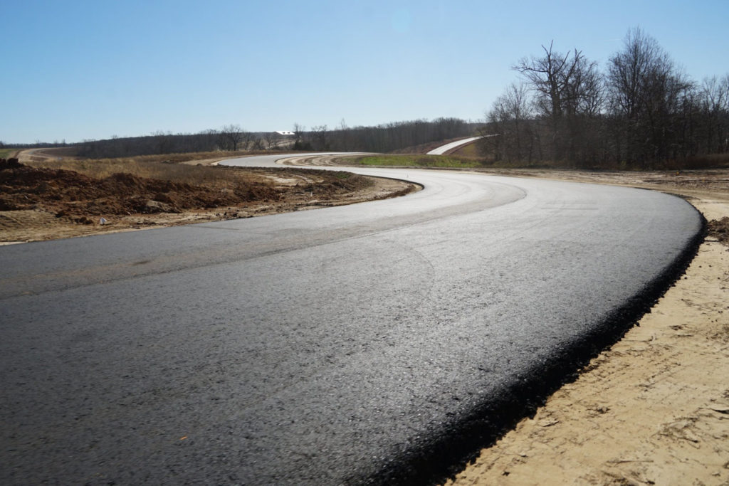 Paving of the 3.87-mile Full Course at Ozarks International Raceway has begun. Photo courtesy Ozarks International Raceway.