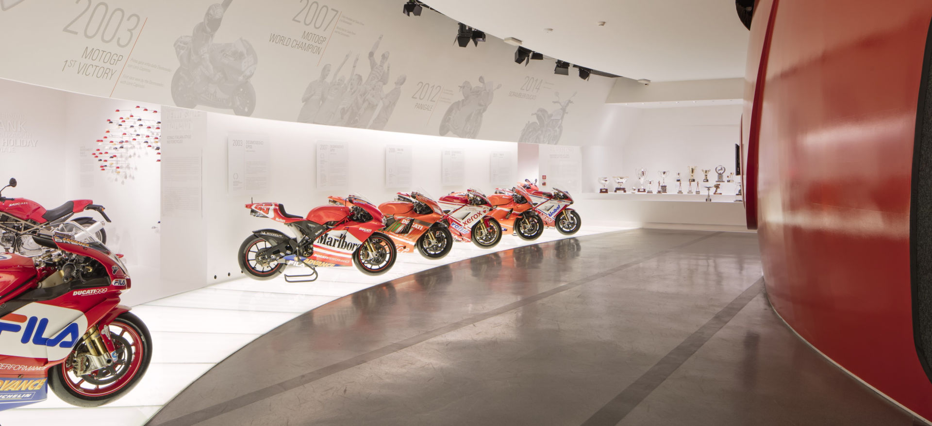 One of the display halls at the Ducati Museum in Bologna, Italy. Photo courtesy Ducati.