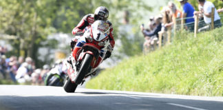 John McGuinness (1), as seen during the 2014 Isle of Man TT. Photo by Stephen Davison/Pacemaker Press International.