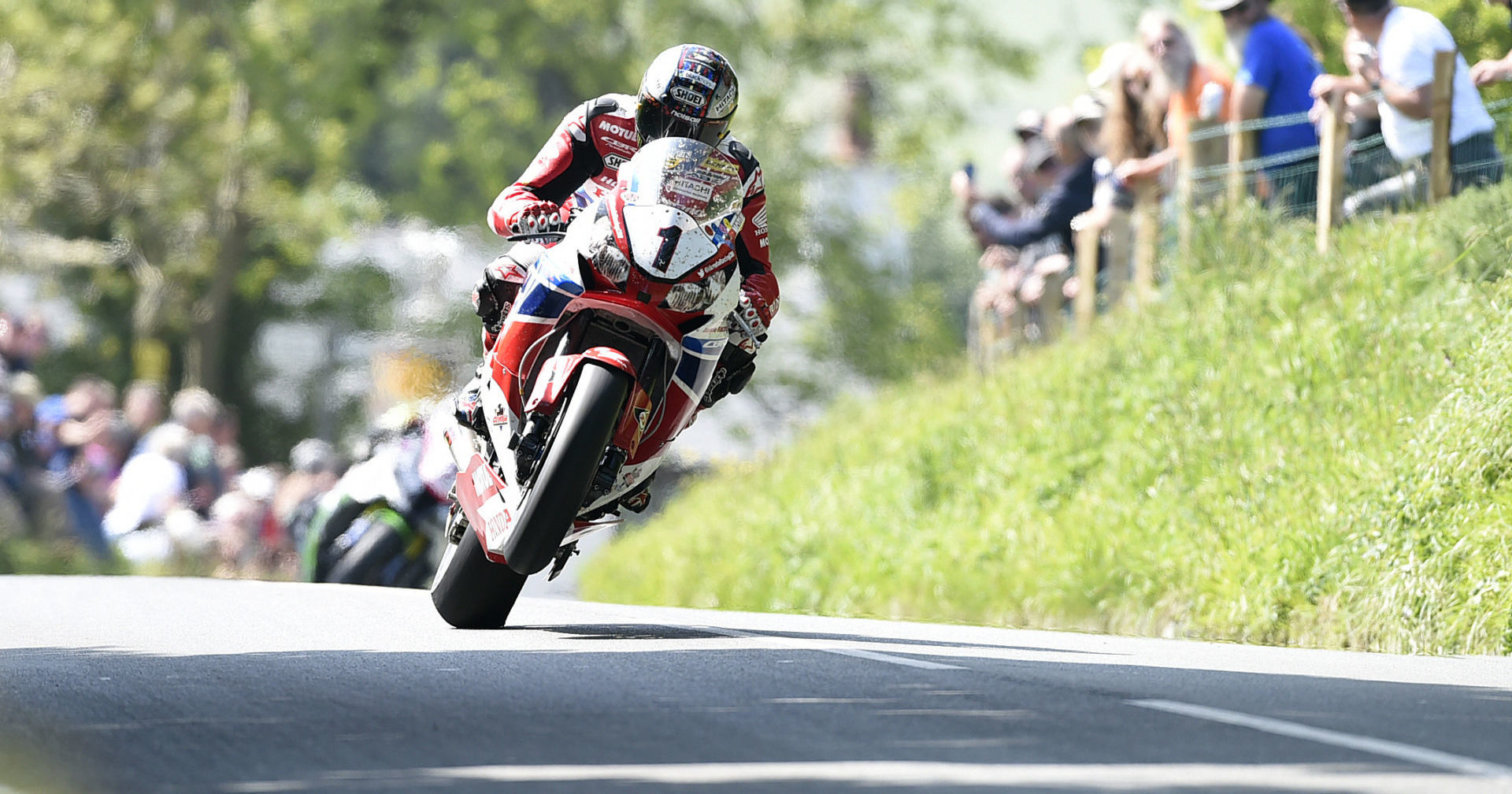 John McGuinness (1), as seen during the 2014 Isle of Man TT. Photo by Stephen Davison/Pacemaker Press International.