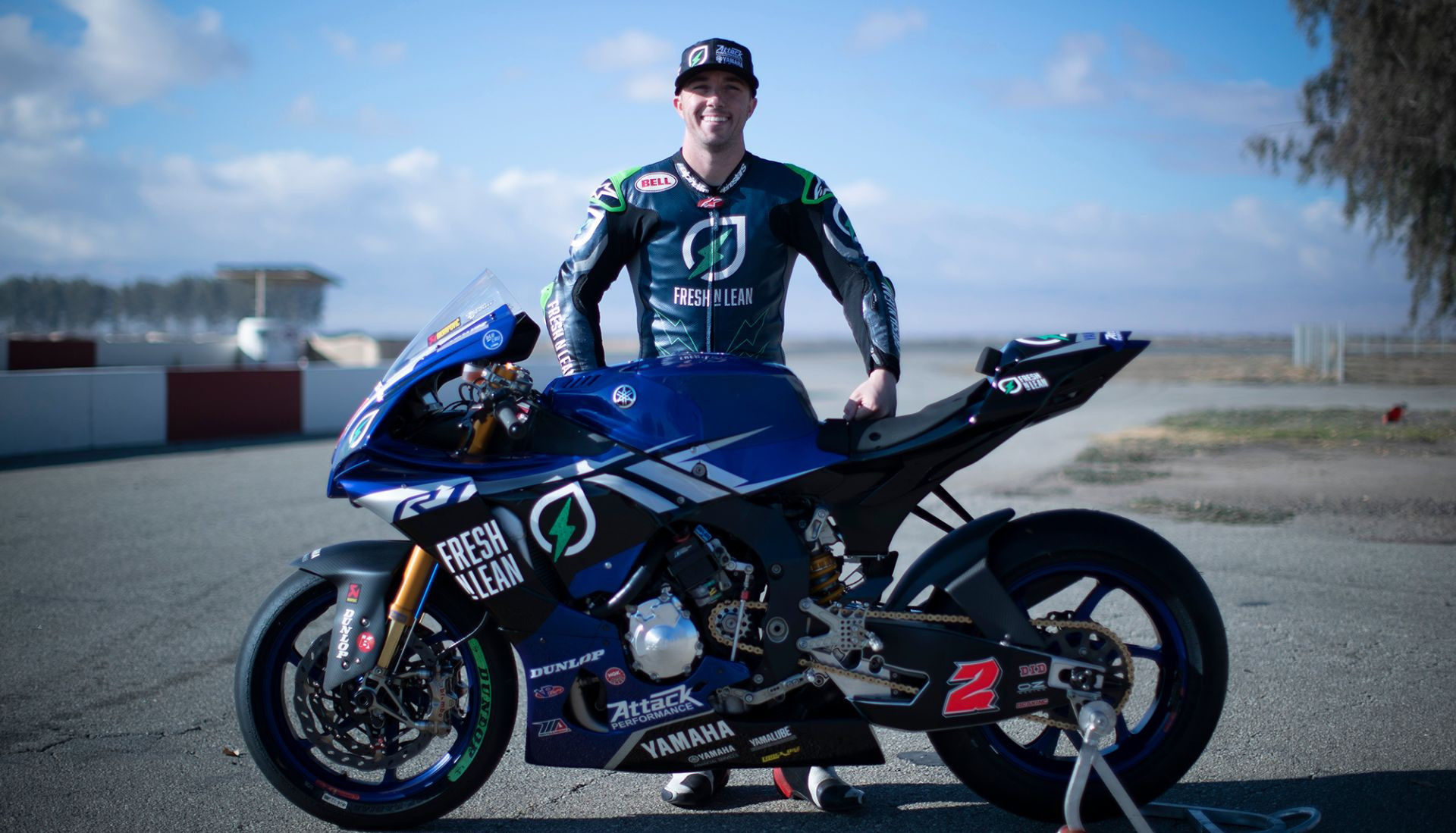 Josh Herrin and his new Fresh N' Lean Attack Performance Yamaha Superbike. Photo courtesy Yamaha Motor Corp., U.S.A.