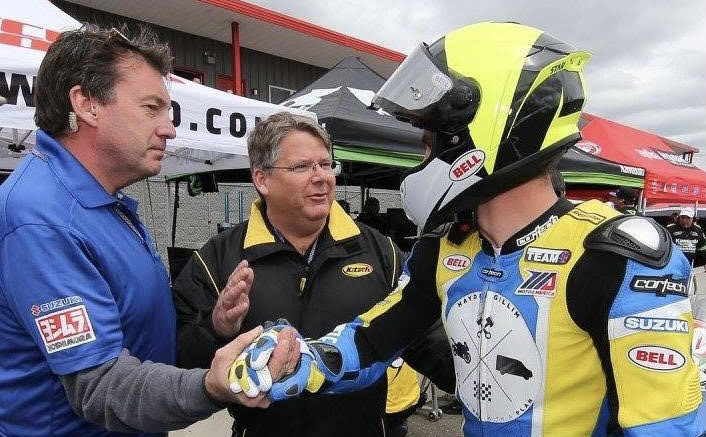 Lenny Albin (center) with racer Hayden Gillim (right) and crewmember Rick Matheny (left). Photo courtesy K-Tech.