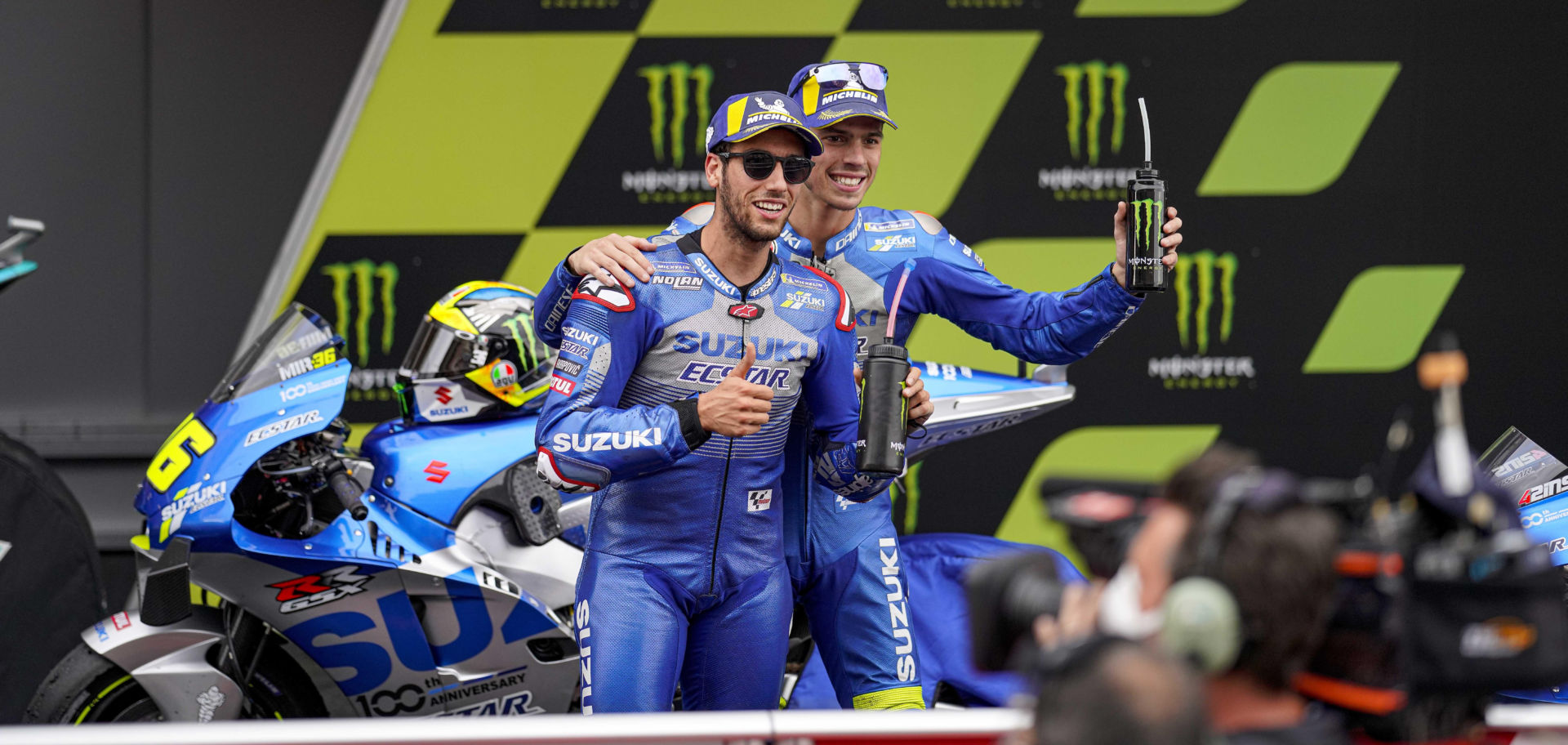 Team Suzuki ECSTAR riders Alex Rins (left) and Joan Mir (right). Photo courtesy Team Suzuki ECSTAR.