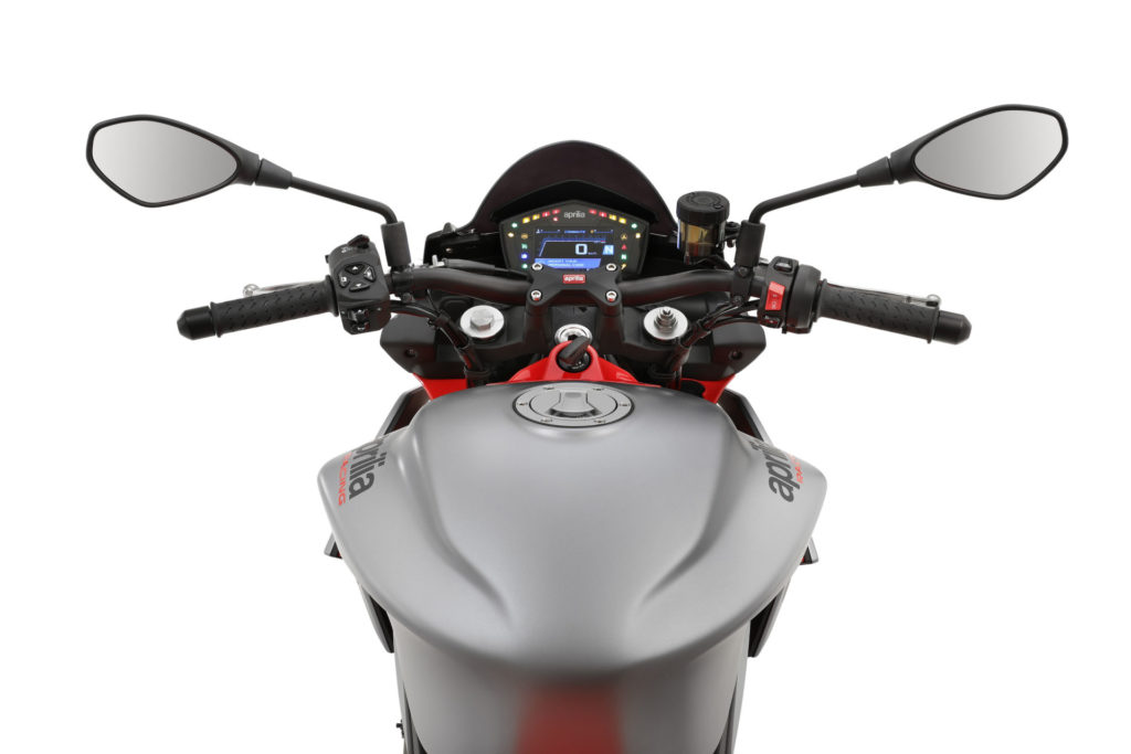 The cockpit of the 2021 Aprilia Tuono 660. Photo courtesy Aprilia.